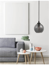 Pendul din sticla fume si metal negru Adelina