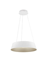 Lustra din aluminiu alb nisipiu la exterior si auriu champagne la interior ALBA