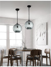 Lustra lucrata manual din sticla gri petrol Ancona