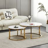 Set 2 mese de cafea, auriu/imitaţie de marmură, DEVNET 2 NEW