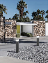 Stalp de exterior pentru iluminat din aluminiu gri inchis si acril transparent FERRON