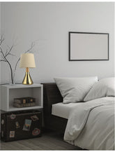 Veioza aurie din metal, lemn natuarl si abajur textil Montes