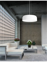 Lustra din metal si acril cu fir textil alba Perleto