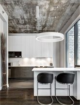 Lustra din aluminiu si acril alb nisipiu STING