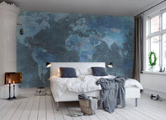 Tapet WORLD MAP, BLUE