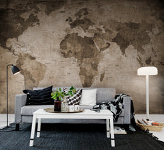 Tapet WORLD MAP, BROWN
