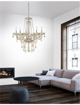 Lustra din aluminiu cromat, sticla si cristale K9 conac Zeno