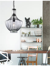 Lustra din sticla albastru/gri lucrata manual Zucca