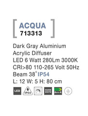 Proiector de exterior gri inchis din aluminiu acrilic ACQUA