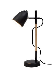 Lampa de birou din metal negru si lemn natural Alina