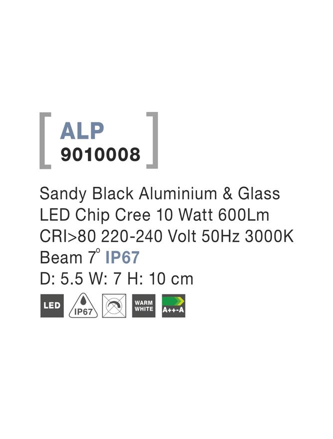 Aplica de perete din aluminiu cu LED, negru,ALP