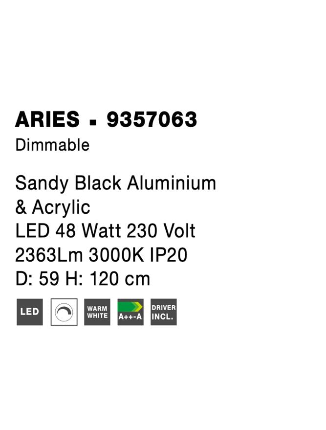 Lustra LED ARIES, aluminiu negru