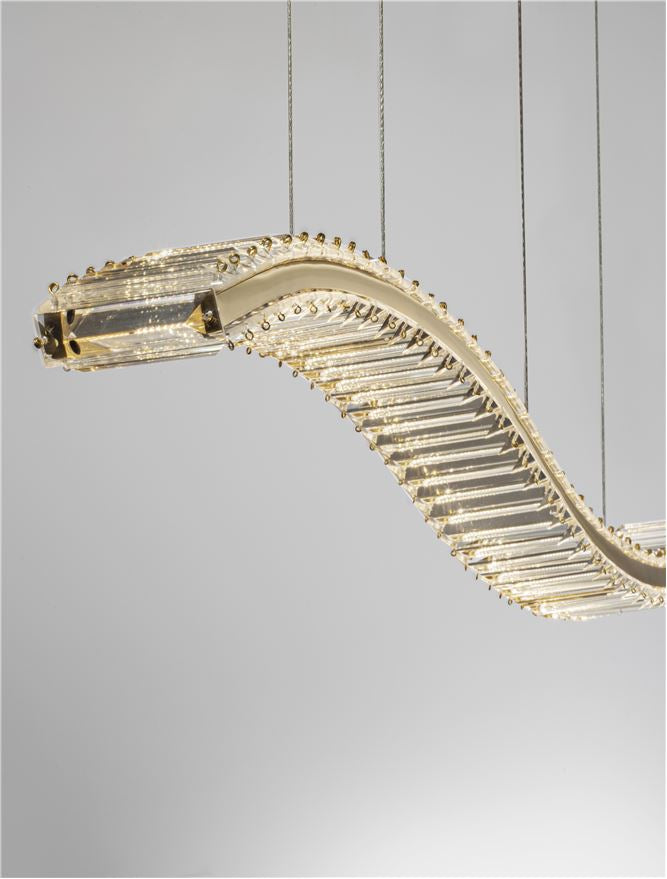 Lustra lineara metalica auriu cu cristale AURELIA