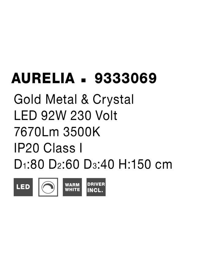 Plafoniera aurie AURELIA, metal si cristal