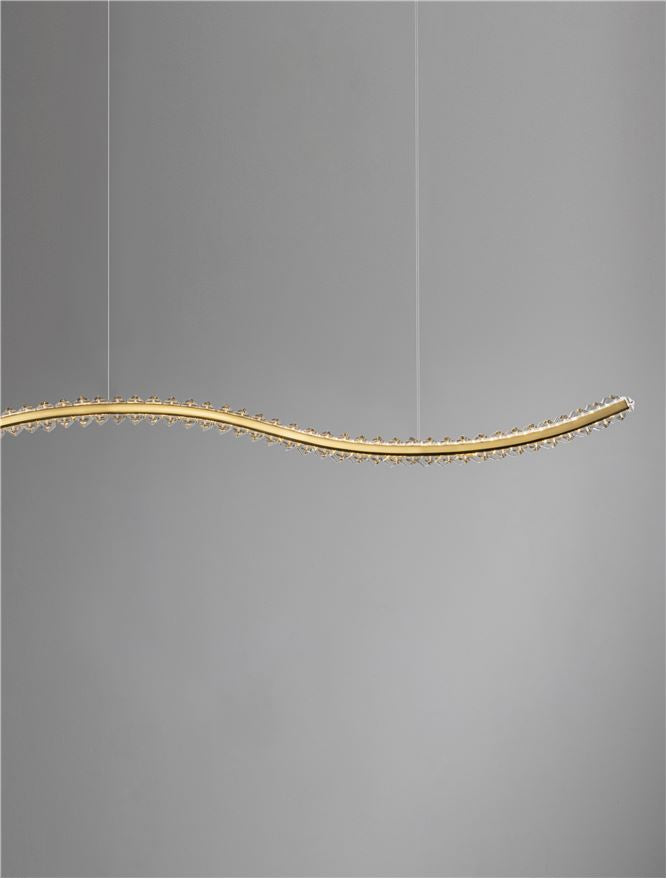Lustra lineara metalica auriu cu cristale AURELIA