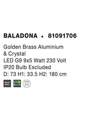 Candelabru Baladona, structura de aluminiu auriu si cristale