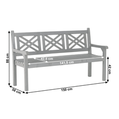 Bancă de grădină din lemn, gri, 150 cm, FABLA