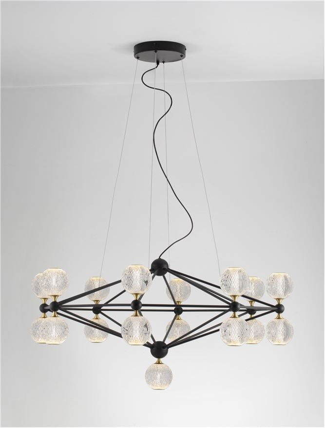 Lustra BELINDA, structura de aluminiu negru si acrilic