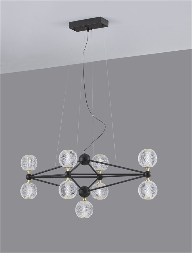 Lustra BELINDA, structura de aluminiu negru si acrilic