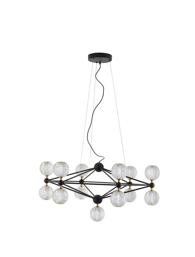 Lustra BELINDA, structura de aluminiu negru si acrilic