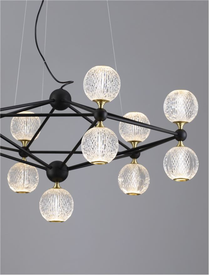Lustra BELINDA, structura de aluminiu negru si acrilic