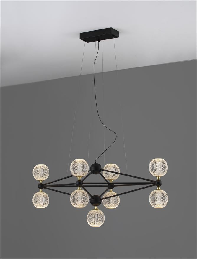 Lustra BELINDA, structura de aluminiu negru si acrilic