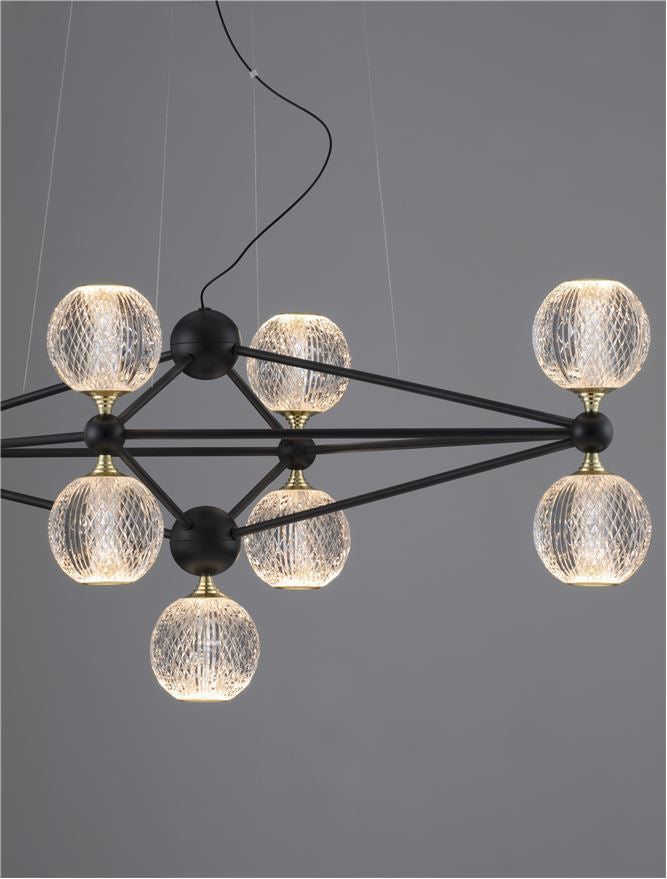 Lustra BELINDA, structura de aluminiu negru si acrilic