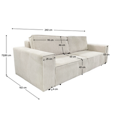 Canapea extensibilă, crem, HARPERA BIG SOFA