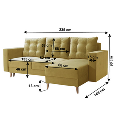 Canapea extensibilă, galben, dreapta, BLEKY ROH