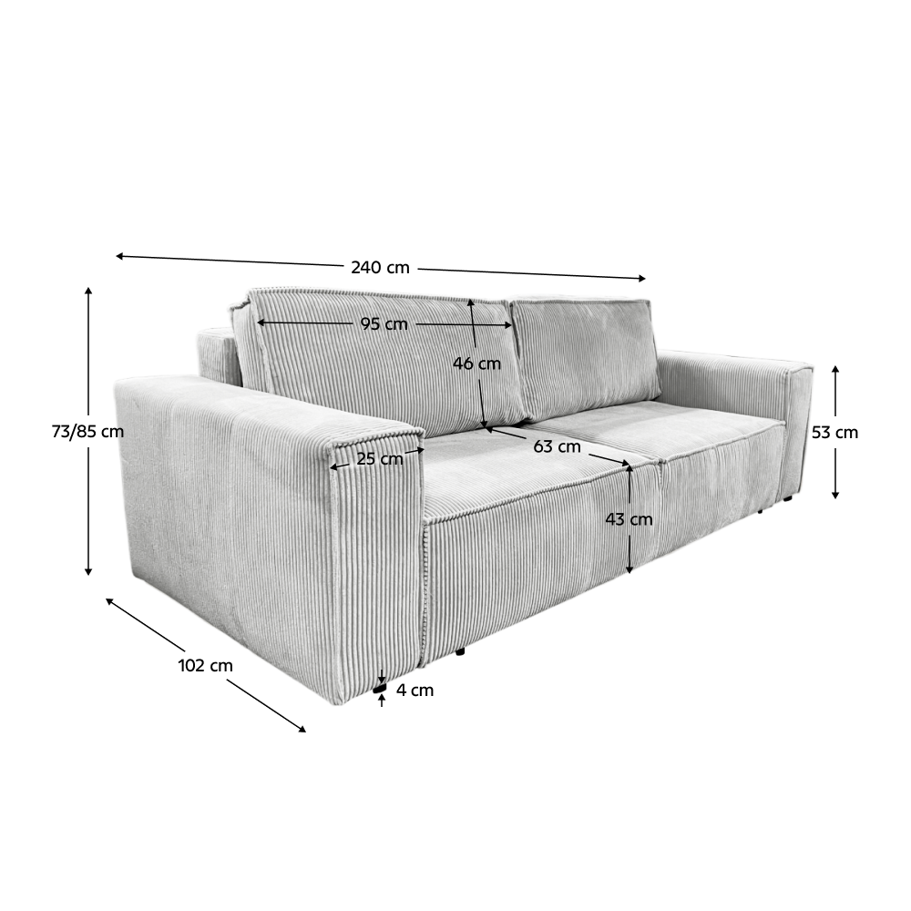 Canapea extensibilă, gri deschis, HARPERA BIG SOFA