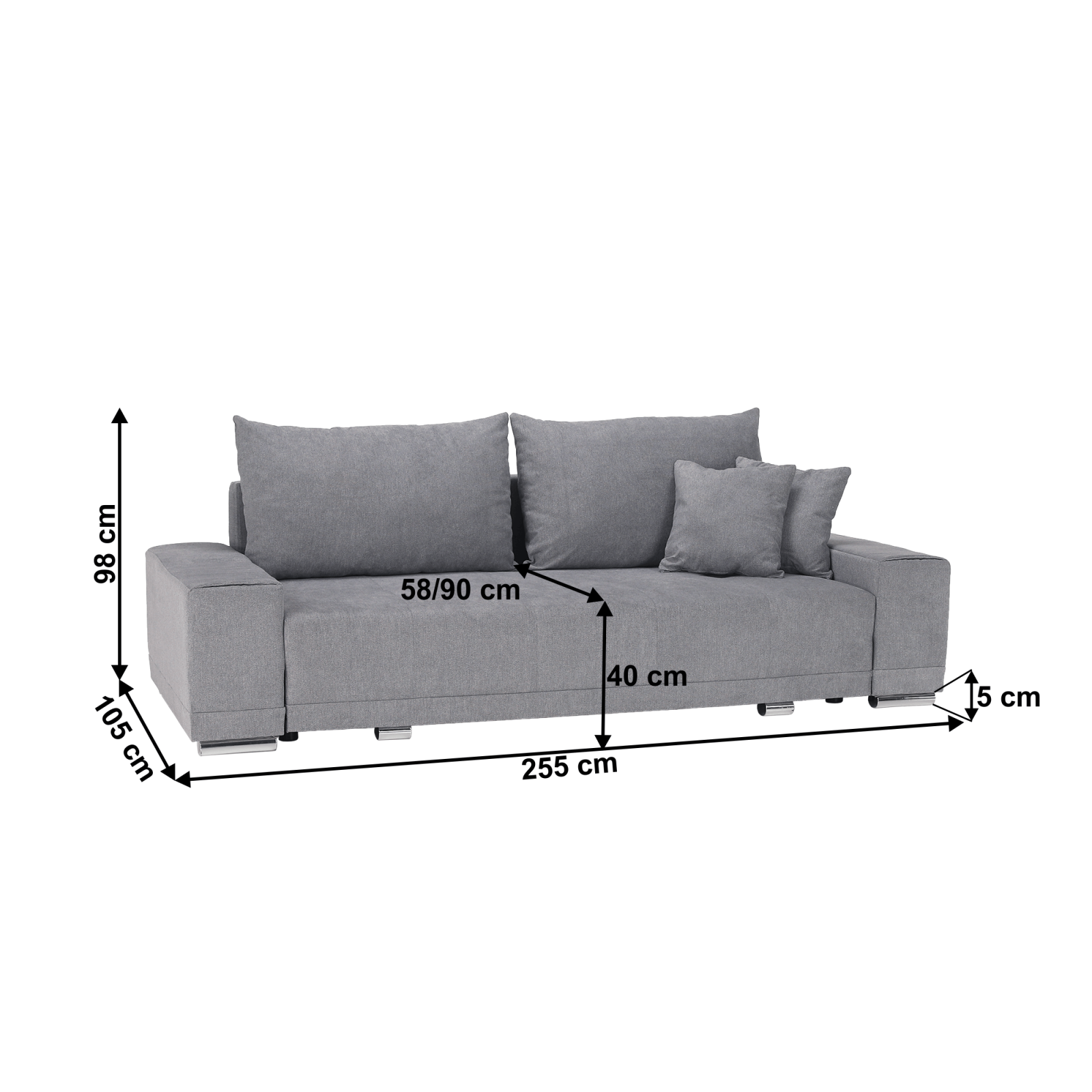 Canapea extensibilă, gri deschis, KEVAN BIG SOFA