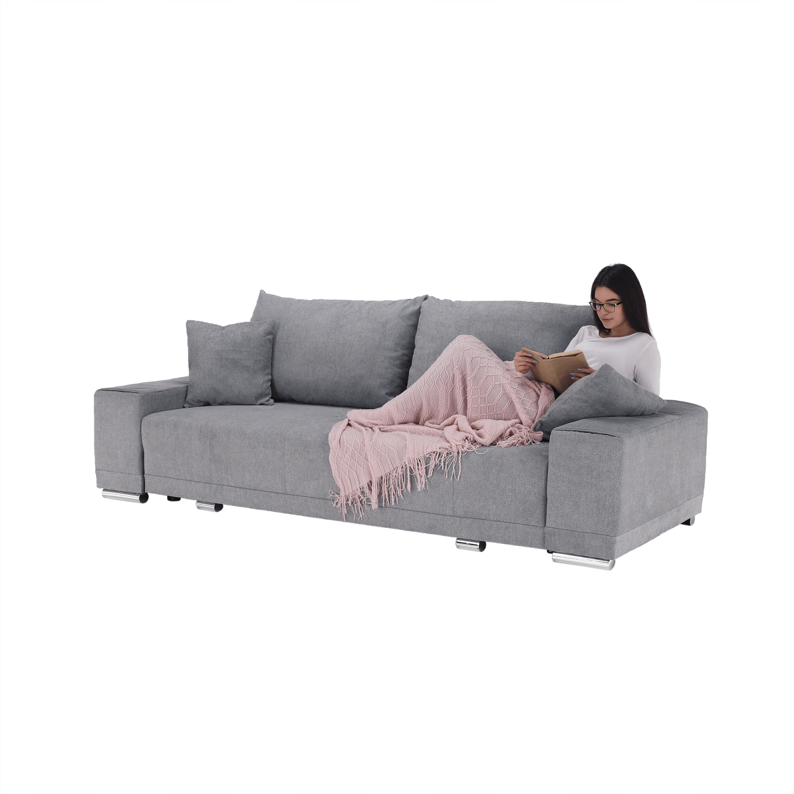 Canapea extensibilă, gri deschis, KEVAN BIG SOFA