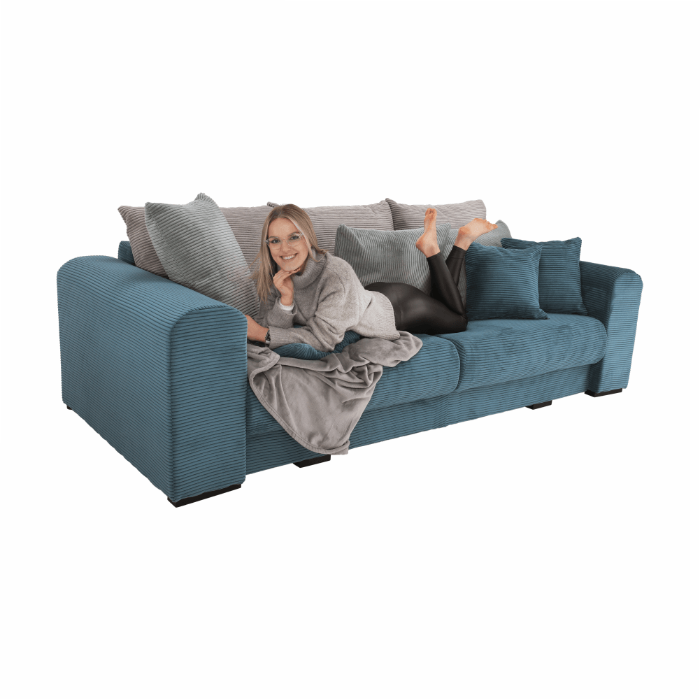 Canapea foarte spaţioasă, albastru, mentol, gri deschis, GILEN BIG SOFA