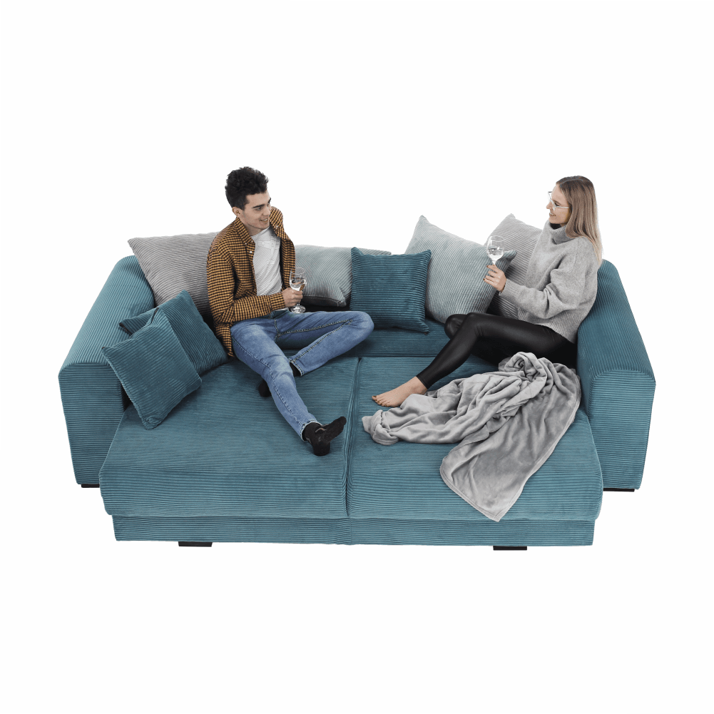 Canapea foarte spaţioasă, albastru, mentol, gri deschis, GILEN BIG SOFA