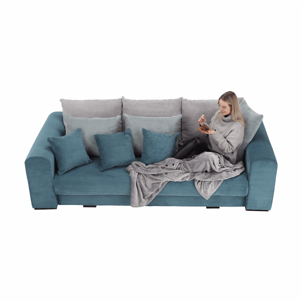 Canapea foarte spaţioasă, albastru, mentol, gri deschis, GILEN BIG SOFA