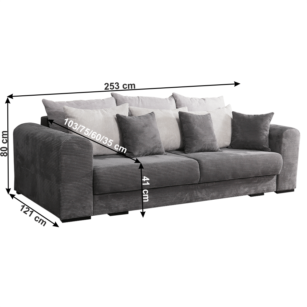 Canapea foarte spaţioasă, gri/gri deschis/bej, GILEN BIG SOFA