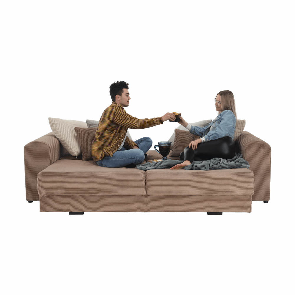 Canapea foarte spaţioasă, maro deschis, bej, crem, GILEN BIG SOFA