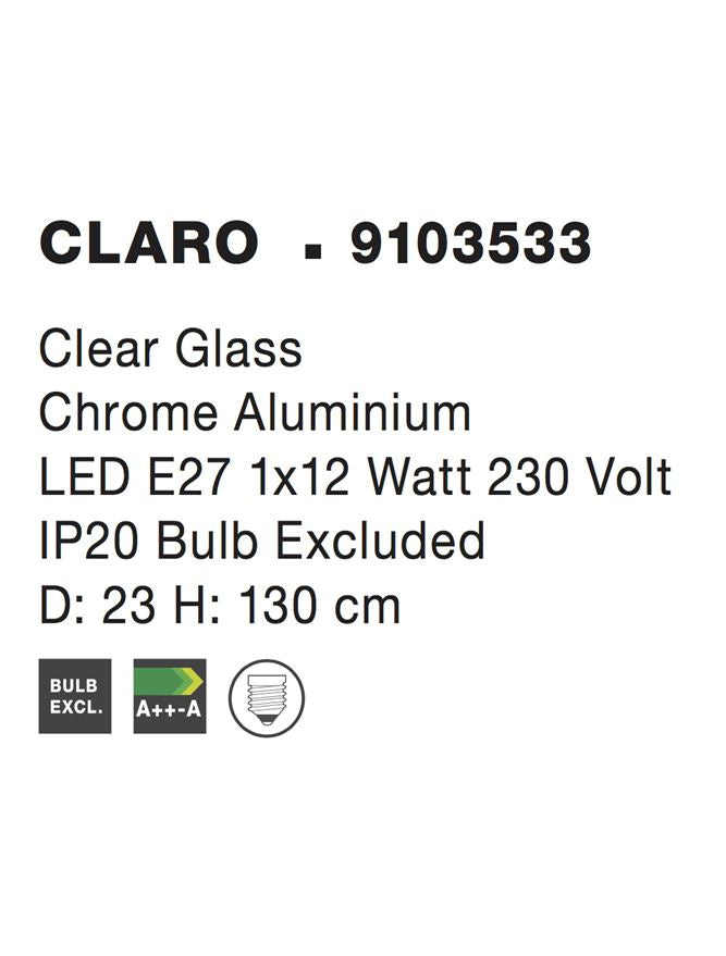 Pendul din aluminiu cromat si sticla CLARO