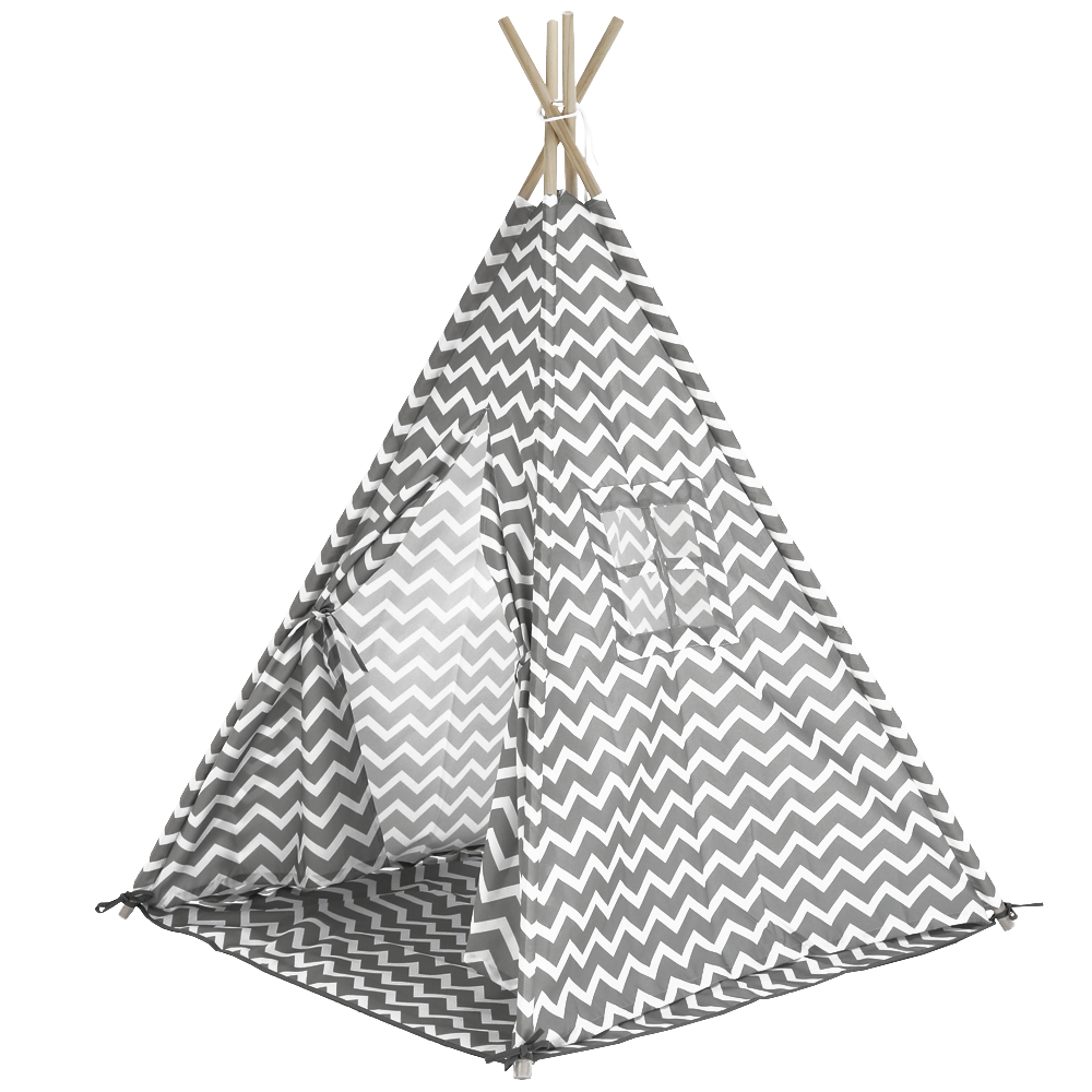 Cort copii - teepee, gri/alb/model, ETENT