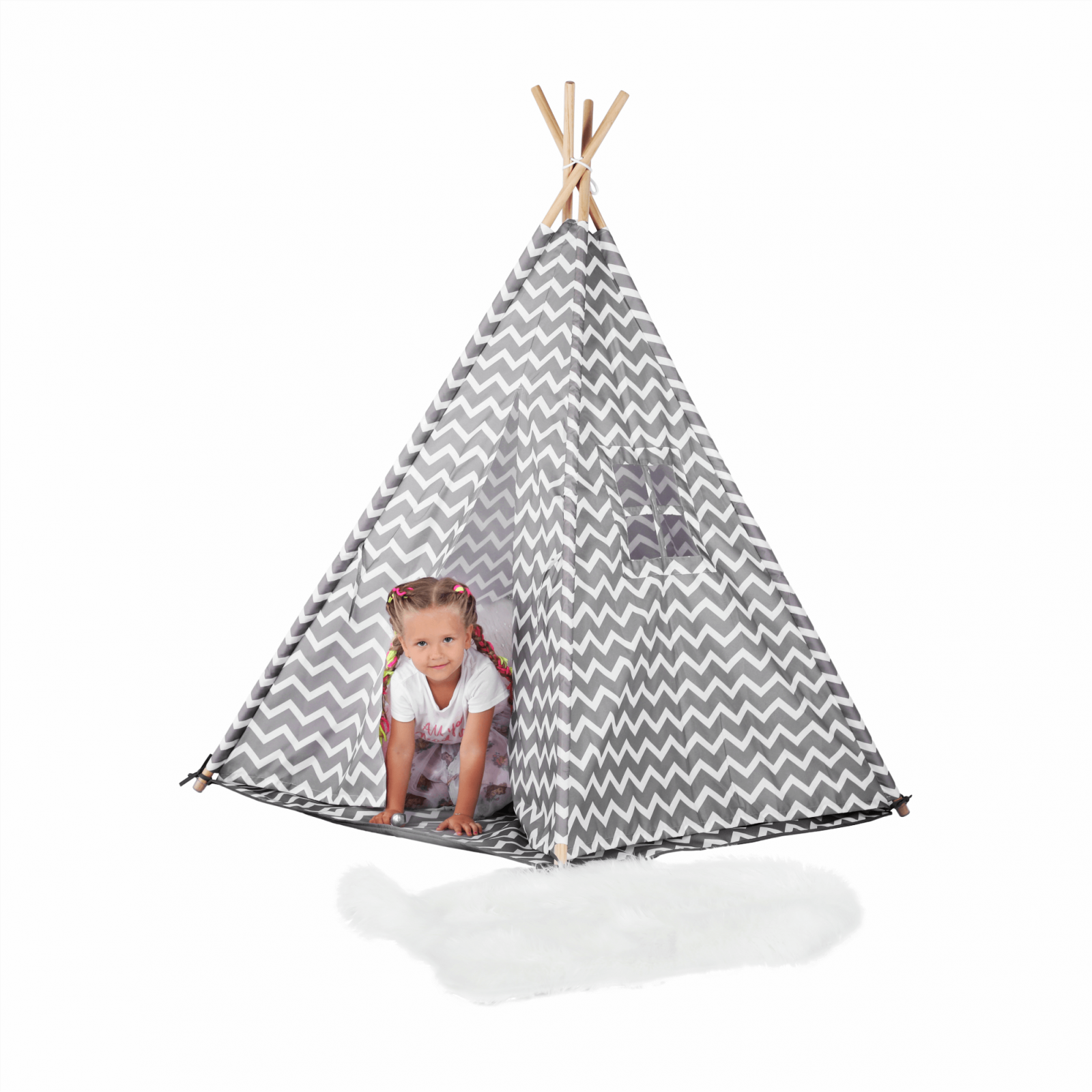 Cort copii - teepee, gri/alb/model, ETENT