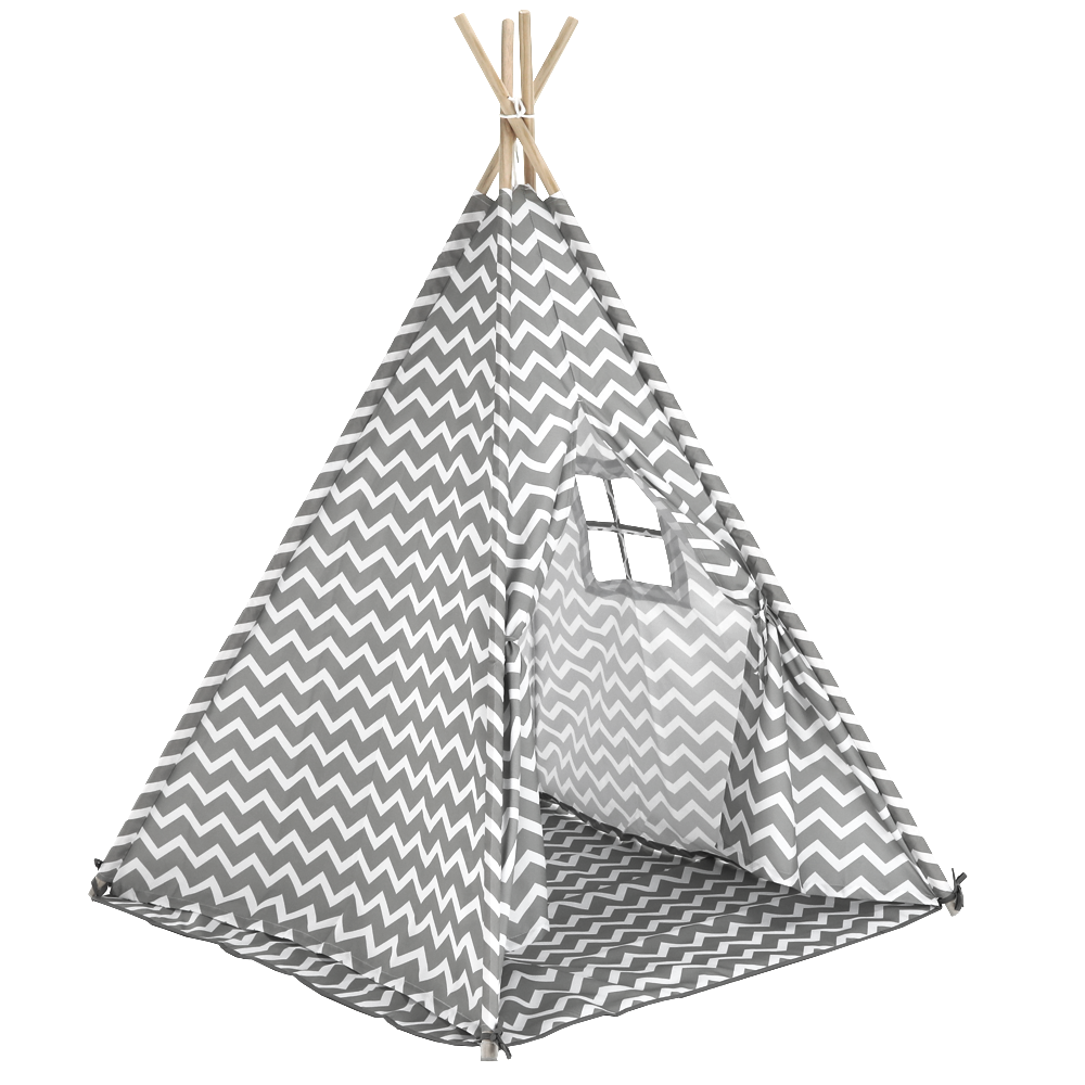 Cort copii - teepee, gri/alb/model, ETENT