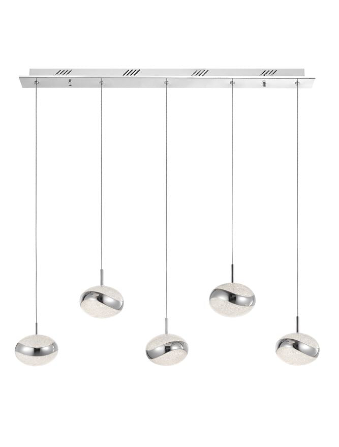 Lustra din alumniu cromat acrilic si cristal de nisip Delano