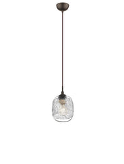 Pendul metalic cu sticla maro si fir textil Devon