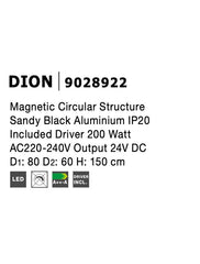 Candelabru pentru sistem magnetic din aluminiu negru nisipiu DION