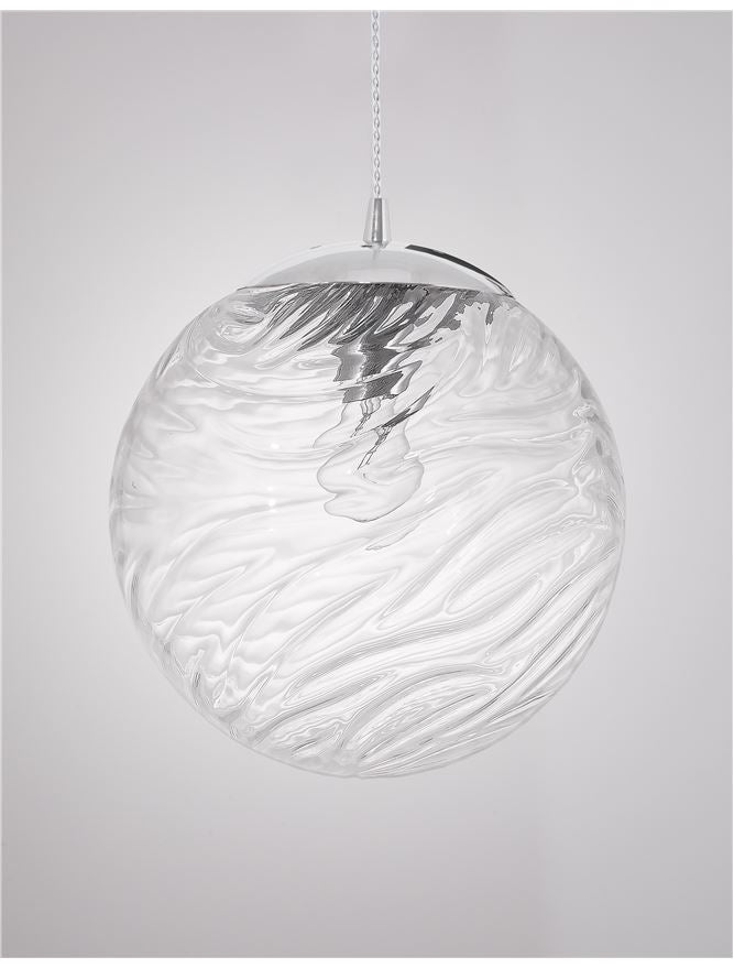 Pendul din metal cromat si sticla transparenta FICATO