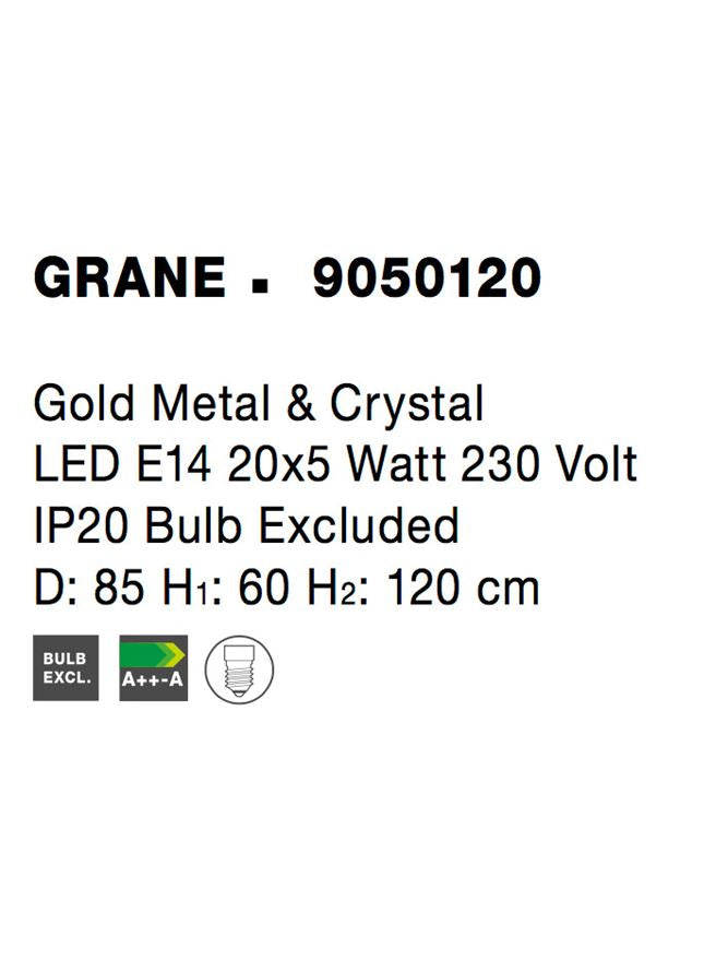 Lustra metalica aurie cu cristale GRANE