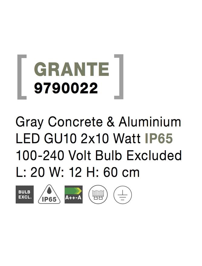 Corp de iluminat de cgradina din aluminiu si ciment gri GRANTE