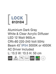 Proiector de gradina gri inchis/alb acrilic LOCK
