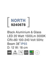 Proiector din aluminiu negru si sticla NORTH