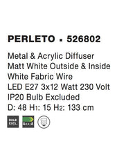 Lustra din metal si acril cu fir textil alba Perleto